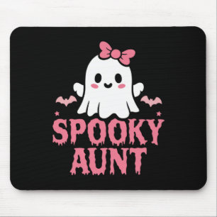 Spooky Aunt Family Cute Pink White Ghost Boo Hallo Mouse Mat