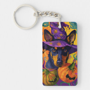 Spooky Australian Kelpie Halloween Pumpkin Key Ring