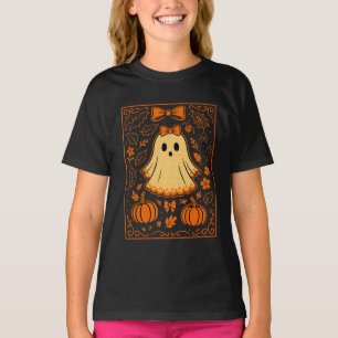 Spooky Autumn Cute Ghost Orange Halloween T-Shirt