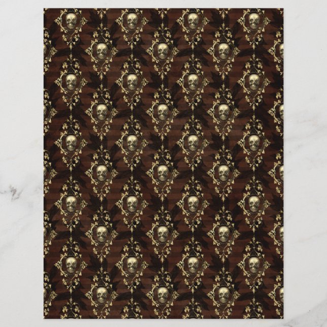 Spooky Autumn Gothic Scrapbook Paper Sheet (Front)
