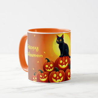 Spooky autumn night with glowing pumpkins mug