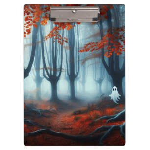 Spooky Autumn woods with a ghost Clipboard