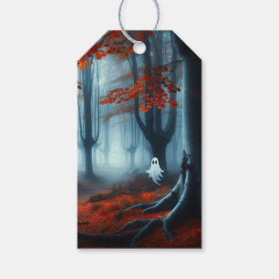 Spooky Autumn woods with a ghost Gift Tags