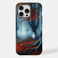 Spooky Autumn woods with a ghost