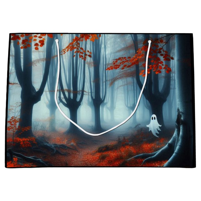 Spooky Autumn woods with a ghost Large Gift Bag (Front)
