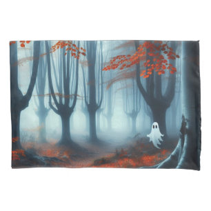 Spooky Autumn woods with a ghost Pillowcase
