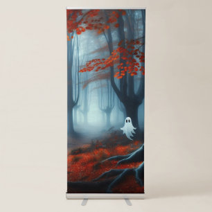 Spooky Autumn woods with a ghost Retractable Banner