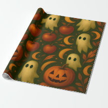🎃 Spooky Autumn Wrapping Paper – Ghosts, Pumpkins