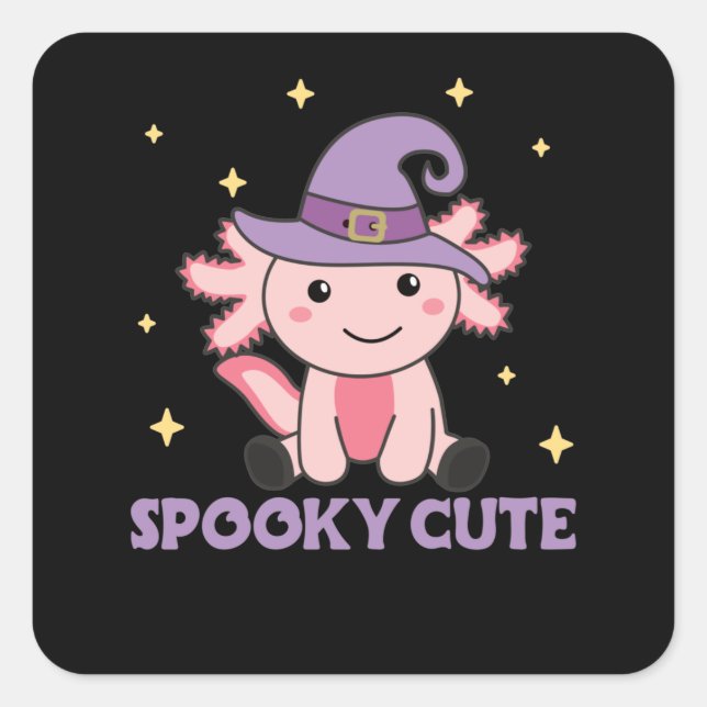Spooky Axolotl Lovers Cute Animals For Halloween Square Sticker (Front)