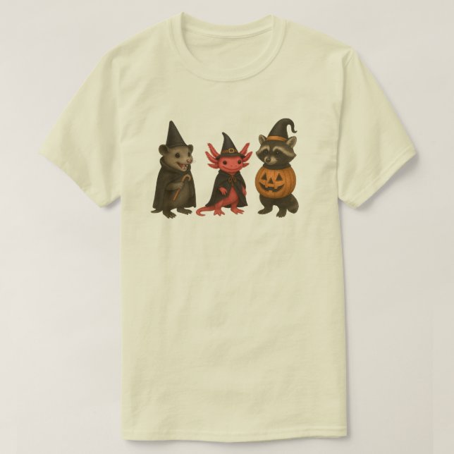 Spooky Axolotl Racoon Possum | Halloween Creeptob T-Shirt (Design Front)