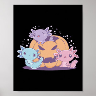 Spooky Axolotl's Halloween Pumpkin Costume Kids Wo Poster