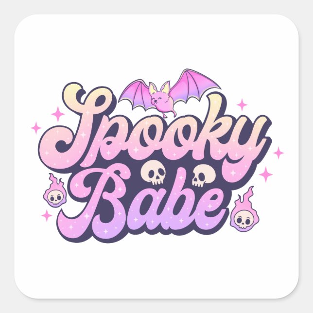 Spooky Babe Cute Halloween Square Sticker (Front)