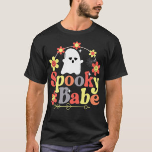 Spooky Babe Halloween Happy Face Groovy Retro T-Shirt