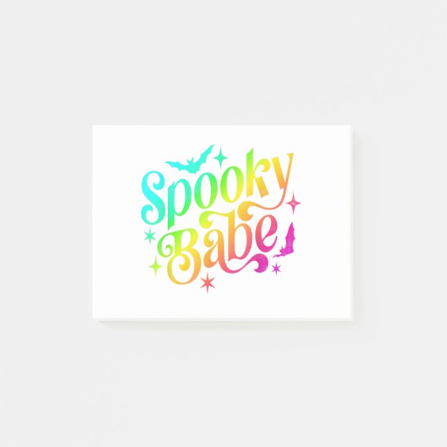 Spooky Babe Rainbow Halloween Trick Or Treat Coupl Post-it Notes (Front)