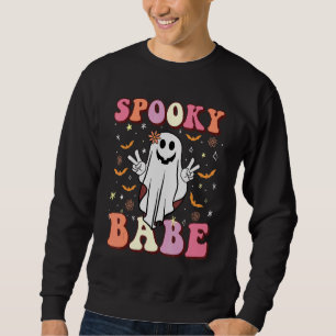 Spooky Babe Spooky Season Halloween Groovy Retro Sweatshirt