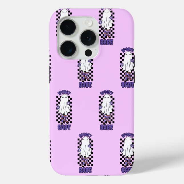  "Spooky Babe" Woman Halloween Ghost Retro Purple Case-Mate iPhone Case (Back)