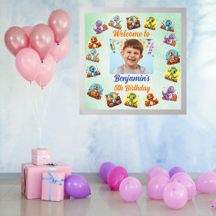  Spooky Baby Dinosaur Theme Kids Birthday Party Poster
