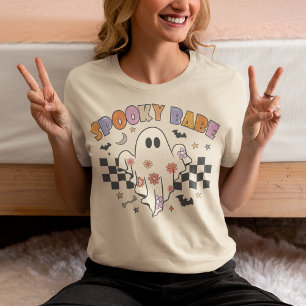 Spooky Baby Retro Ghost Plaid Tri-Blend Shirt