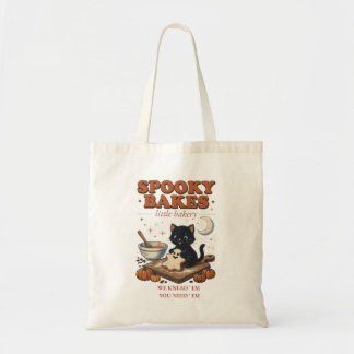 Spooky Bakes Tote Bag, Halloween Cat Bag