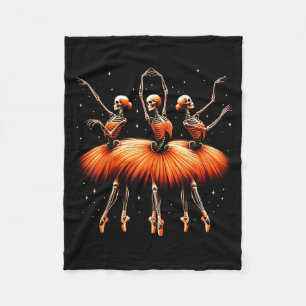 Spooky Ballerina Skeleton Dance Funny Halloween Fleece Blanket