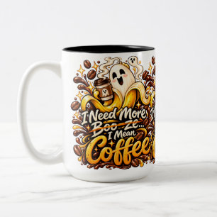 Spooky Banana Ghost & Sparkling Coffee Two-Tone Coffee Mug
