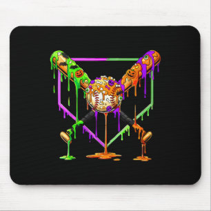 Spooky Baseball Ice Cream Drip Home Plate Dripping Mouse Mat