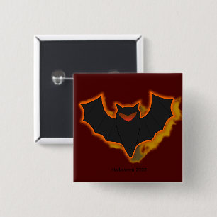 Spooky Bat Halloween Button Red Theme