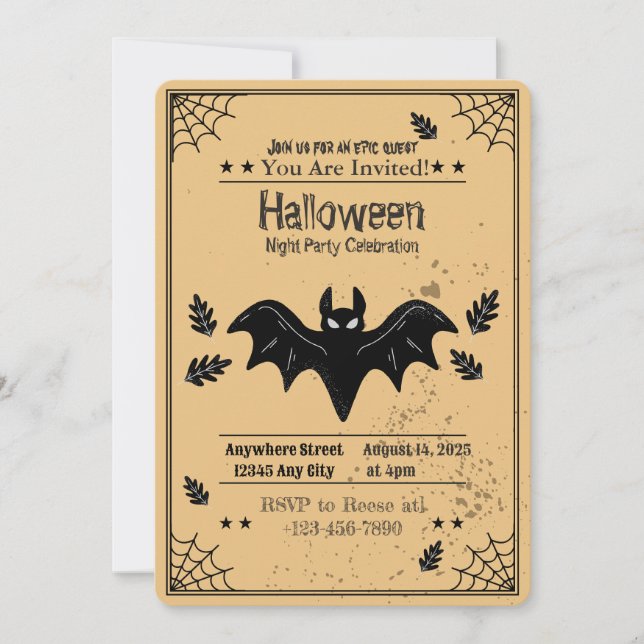 Spooky Bat Halloween Party Invitation (Front)