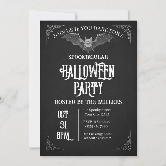 Spooky Bat Halloween Party Invitation (Front)