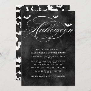 Spooky Bat Halloween Party Invitations