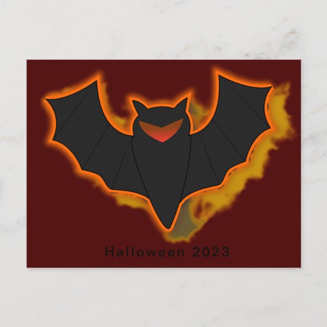 Spooky Bat Halloween Postcard - Red Theme (Front)