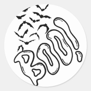 Spooky Bats and Boo Halloween Design Classic Round Sticker