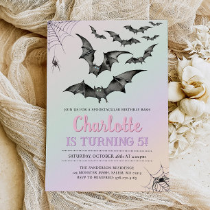 Spooky Bats Pastel Halloween Birthday Party Invitation