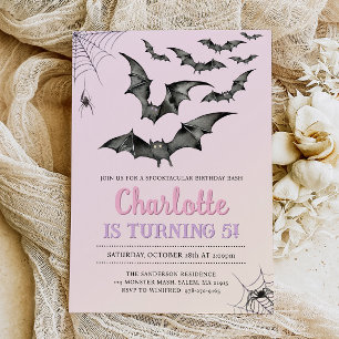 Spooky Bats Pastel Halloween Birthday Party Invitation