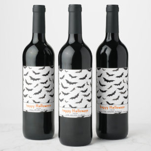 Spooky Bats Personalised Happy Halloween Wine Label