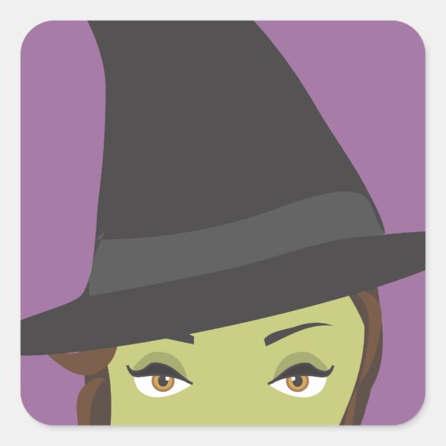 Spooky Beautiful Green Witch Halloween Sticker (Front)
