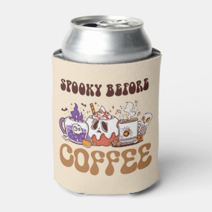 Spooky Before Coffee – Funny Ghost Coffee Brew Can Cooler