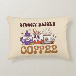 Spooky Before Coffee – Funny Ghost Coffee Brew Decorative Cushion