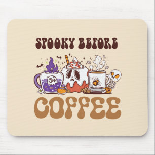 Spooky Before Coffee – Funny Ghost Coffee Brew Mouse Mat