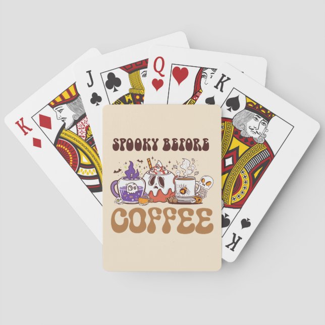 Spooky Before Coffee – Funny Ghost Coffee Brew Playing Cards (Back)