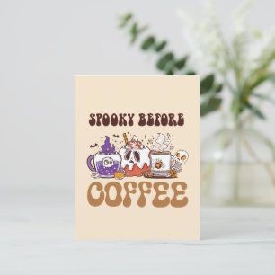 Spooky Before Coffee – Funny Ghost Coffee Brew Postcard