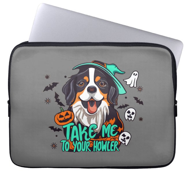 Spooky Bernese Halloween : Take Me to Your Howler Laptop Sleeve (Front)