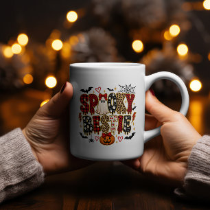 Spooky Bestie Halloween Leopard Print Mixe Coffee Mug