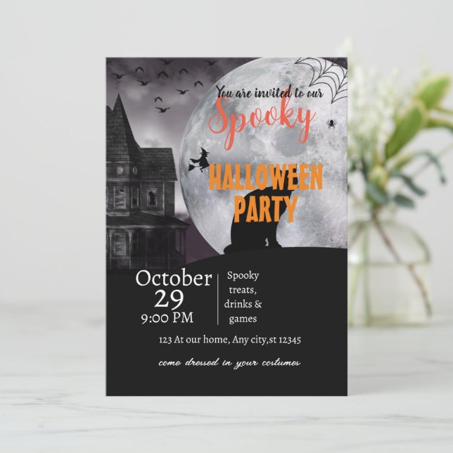 spooky bewitching halloween themed Invitation (Standing Front)