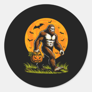 Spooky Bigfoot Halloween Pumpkin Funny Halloween S Classic Round Sticker