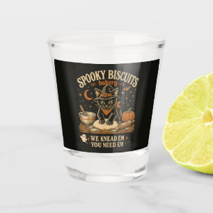 Spooky Biscuits Bakery Black Cat Halloween Shot Glass