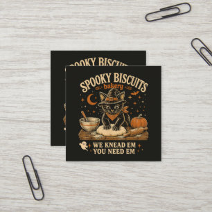 Spooky Biscuits Bakery Black Cat Halloween Square Business Card