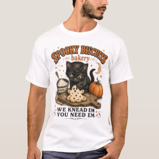 Spooky Biscuits Bakery Black Cat Halloween T-Shirt