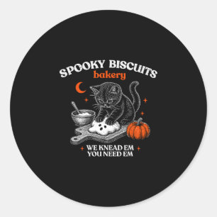 Spooky biscuits bakery knead em funny cat classic round sticker