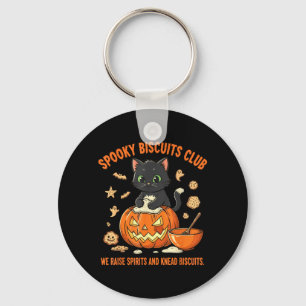 Spooky Biscuits Club Cat Funny Halloween Baking Key Ring